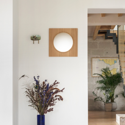 Miroir en chêne Circuit rond - Drugeot Manufacture