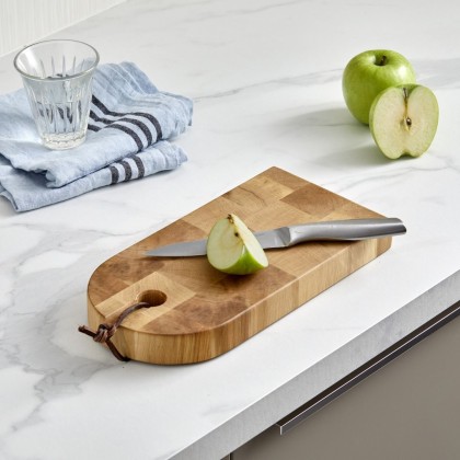 Planche à découper en bois de charme Petit Billot avec lanière en cuir - MSA