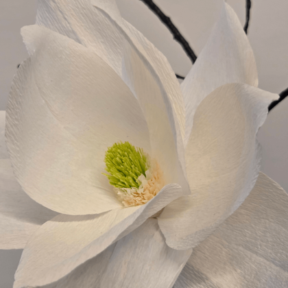 Magnolia en papier crépon – pièce unique – Yêu Création