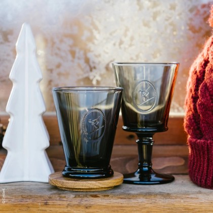 Verre à pied skieur Symbolic gris anthracite – La Rochère
