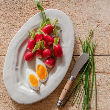 Plat en céramique ovale brillant Réfectoire - Convivialité Vintage - Jars Céramistes