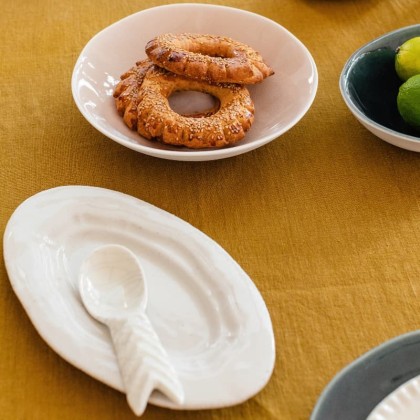 Plat en céramique ovale brillant Réfectoire - Convivialité Vintage - Jars Céramistes