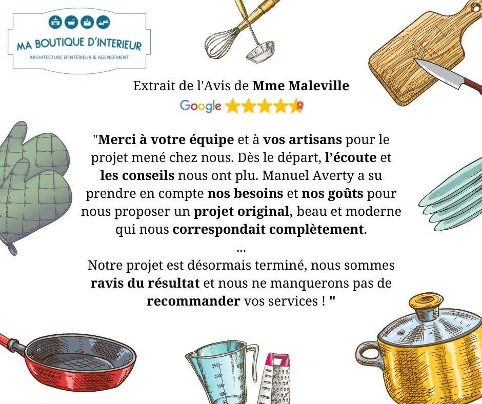 Avis de Mme Maleville suite installation de sa cuisine