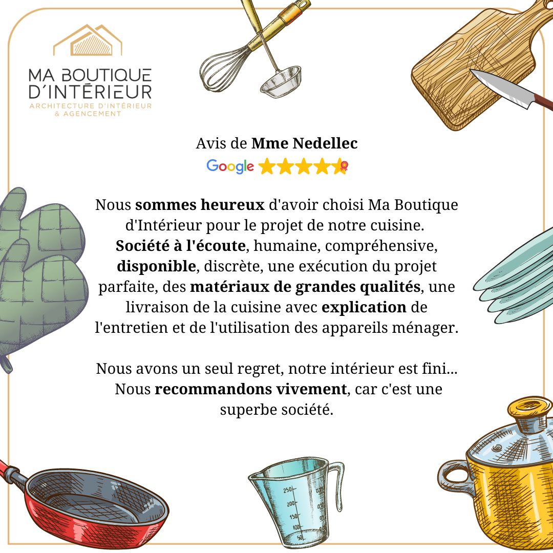 Avis d'une cliente suite à l'instalaltion de sa cuisine