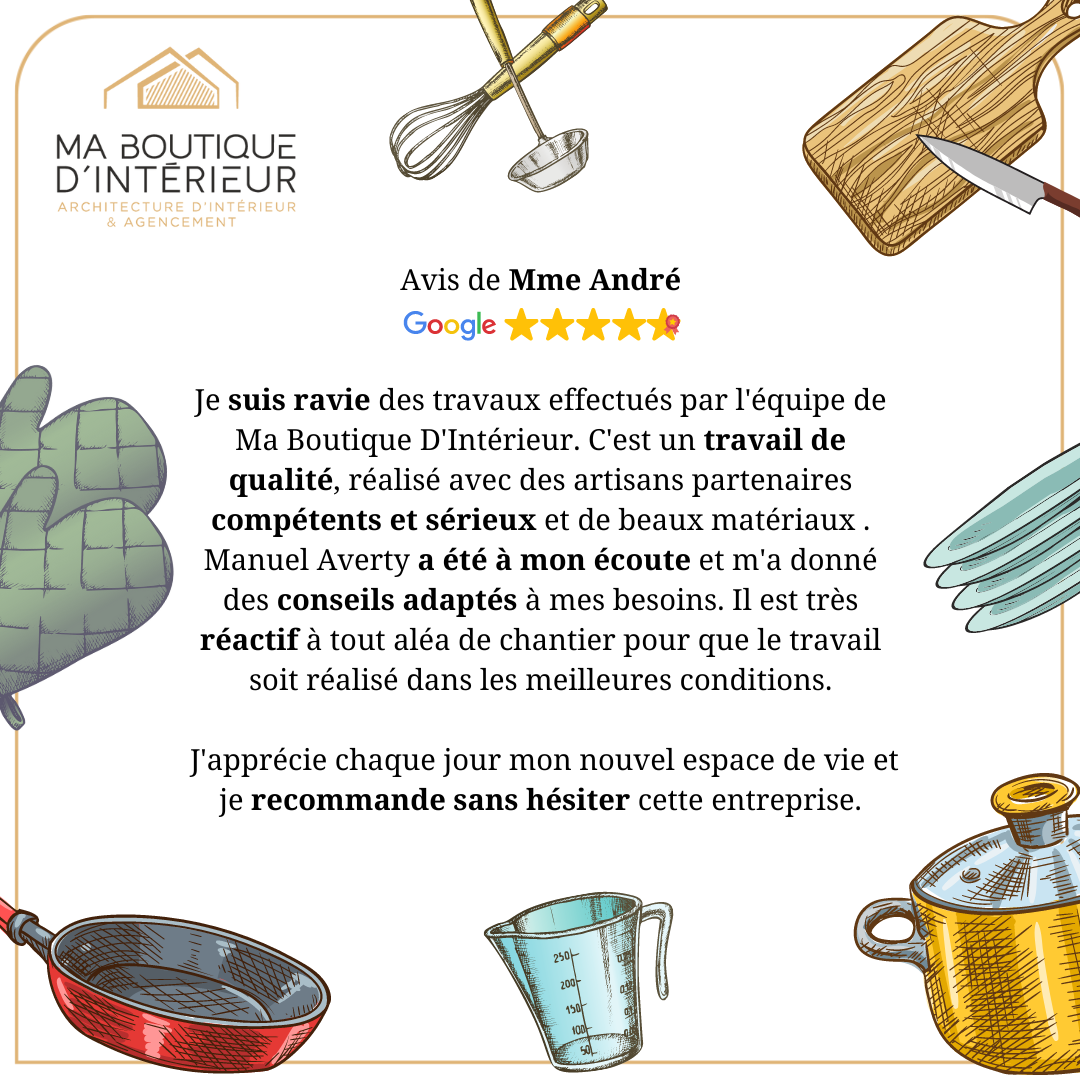 Avis de Mme André suite à l'installation d'une cuisine